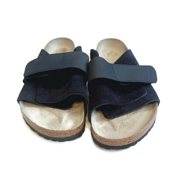 Birkenstock Mens Sz 11 Kyoto Nubuck Suede Leather Sandals Midnight Black Regular - Picture 6 of 9